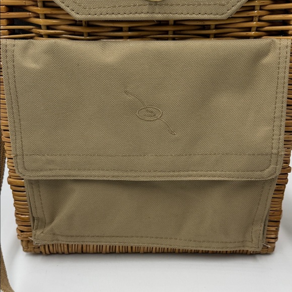 Picnic Basket Tote Bag, Gift for Wine Lover, Beige - Picture 2 of 9